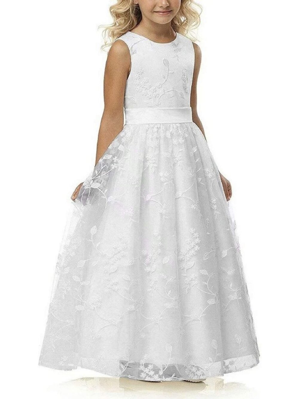 Lace A-Line Flower Girl Dress | Elegant Wedding Outfit | Perfect for Special - Picture 1 of 5